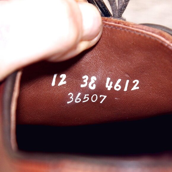 * worn 2x * Allen Edmonds JOMOC Blucher 12 EEE Wide Tan Saddle * add $15 Trees - Picture 6 of 13